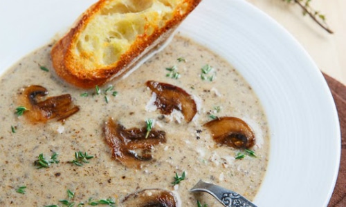 Creamy Roasted Mushroom and Brie Soup Vegetarian Recipe