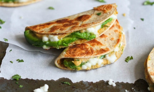 Avocado and Hummus Quesadilla Vegetarian Recipe