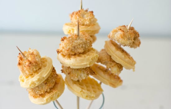 Chicken and Waffles on a Stick Appetizer