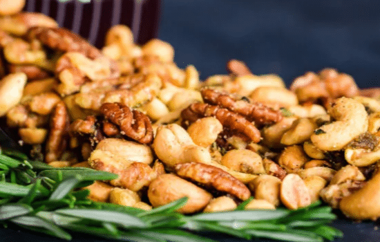 Vegan Sweet and Spicy Rosemary Roasted Nuts Recipe