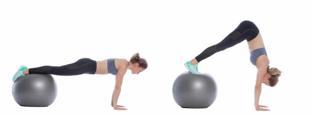 Pike Ups Swiss Ball Exercise