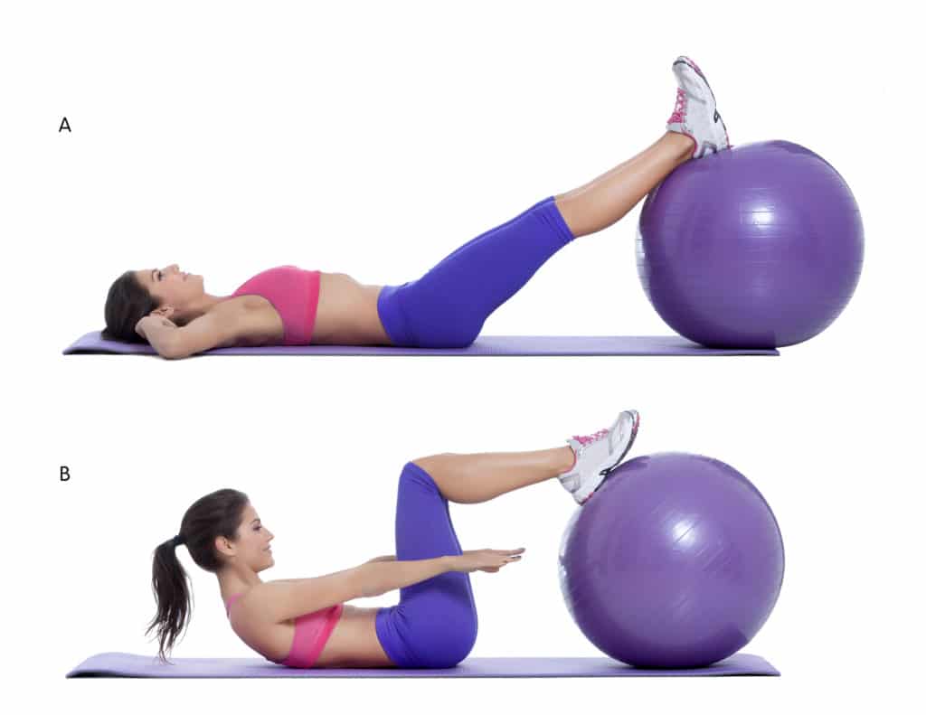 Feet Up Crunch Swiss Ball Exercise