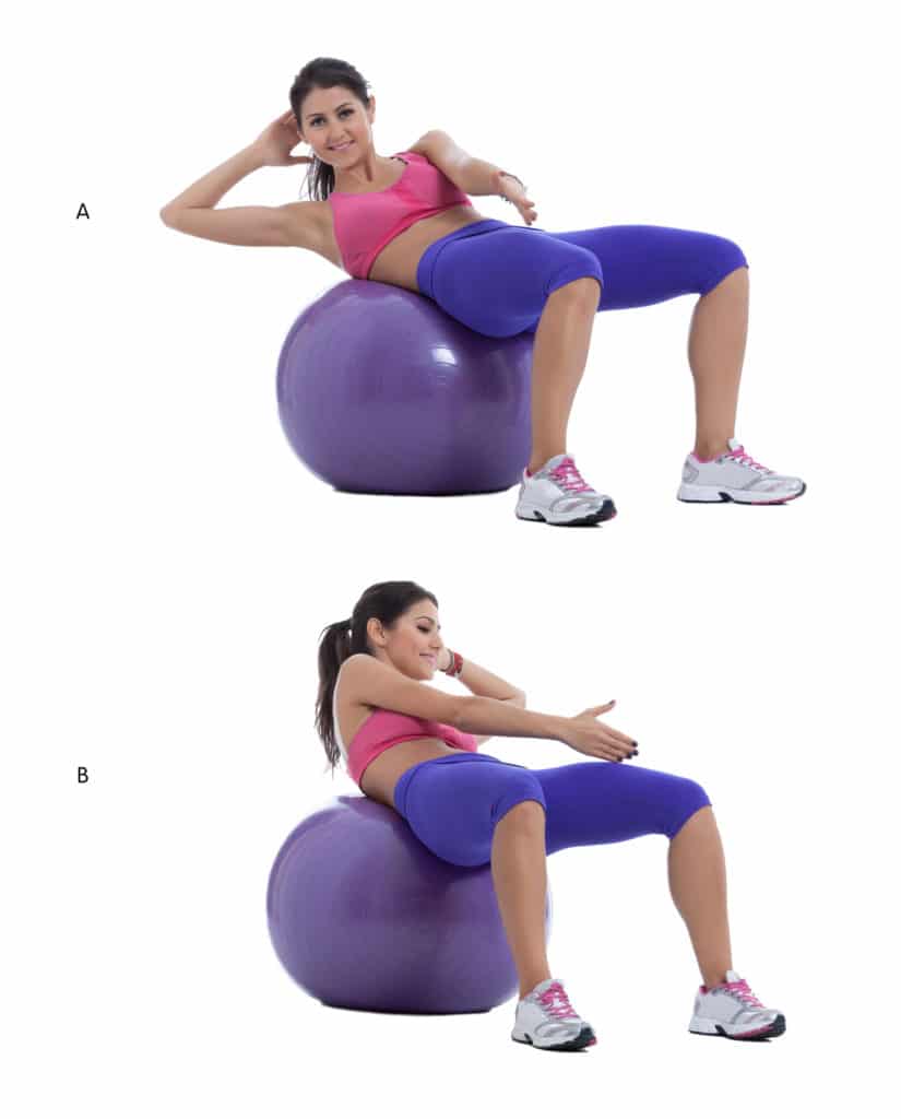 Oblique Crunch Twist Swiss Ball Exercise