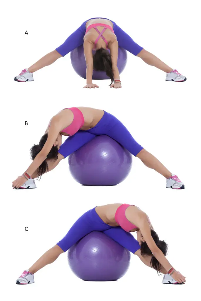 Swiss Ball Side Hamstring Stretch