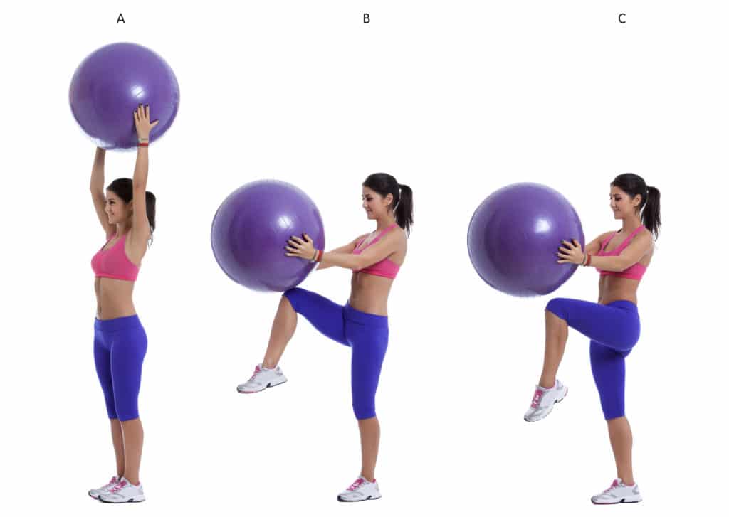 High Knees Crunch Swiss Ball Exercise