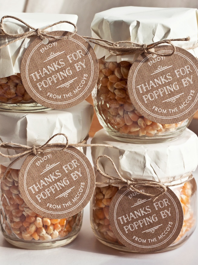 Popcorn in a Jar Wedding Favor