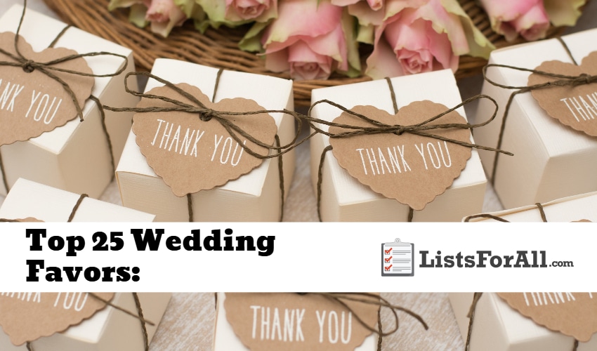 List of the Best Wedding Favors