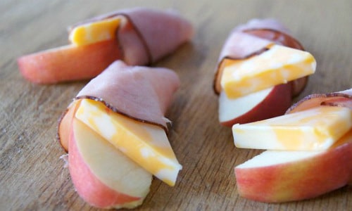 Ham and Cheese Apple Wraps Snack Idea