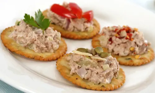 Tuna Fish on Crackers Snack Idea