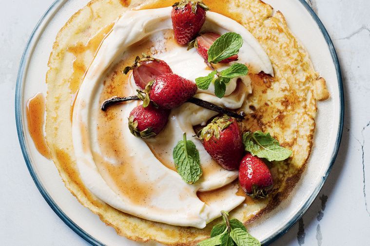 Coconut Crepes with Maple Ricotta