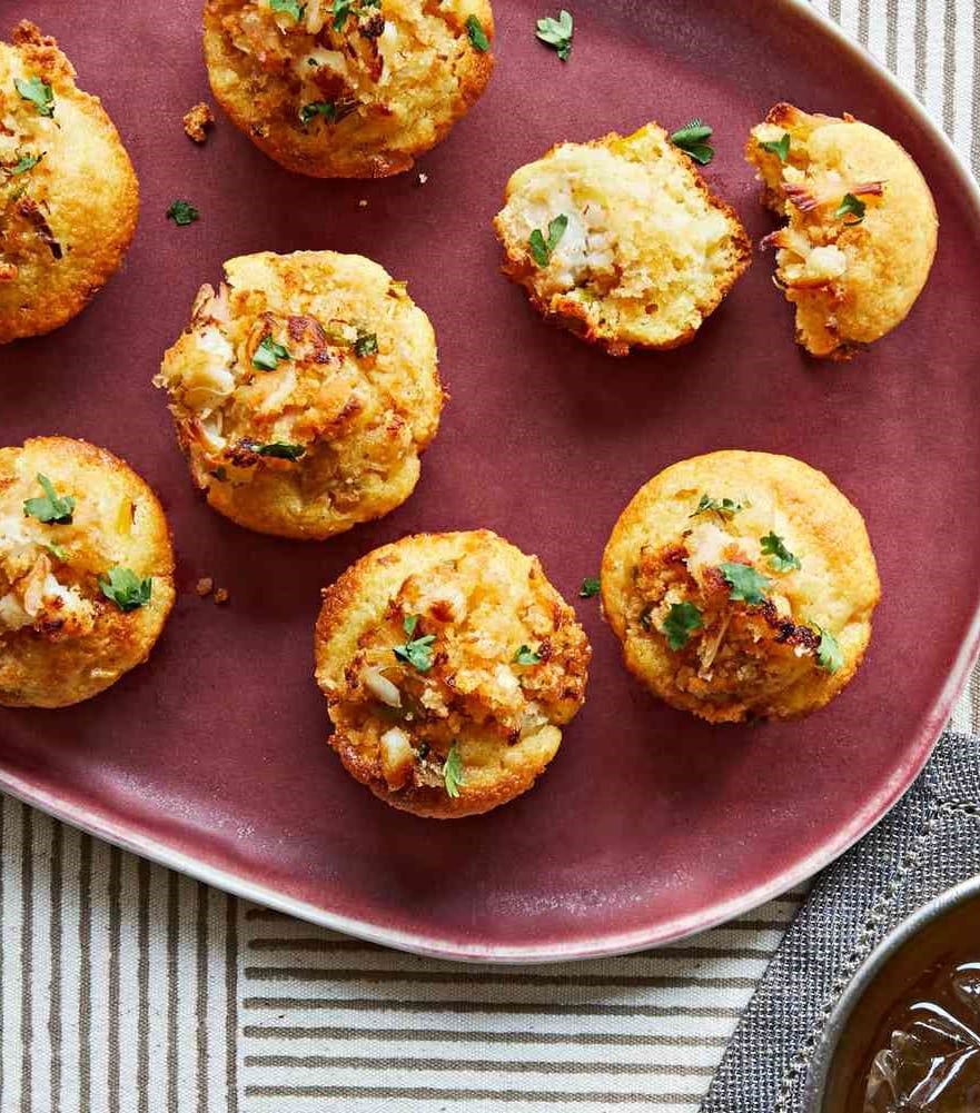 Mini Deviled Crab Cornbread Muffins