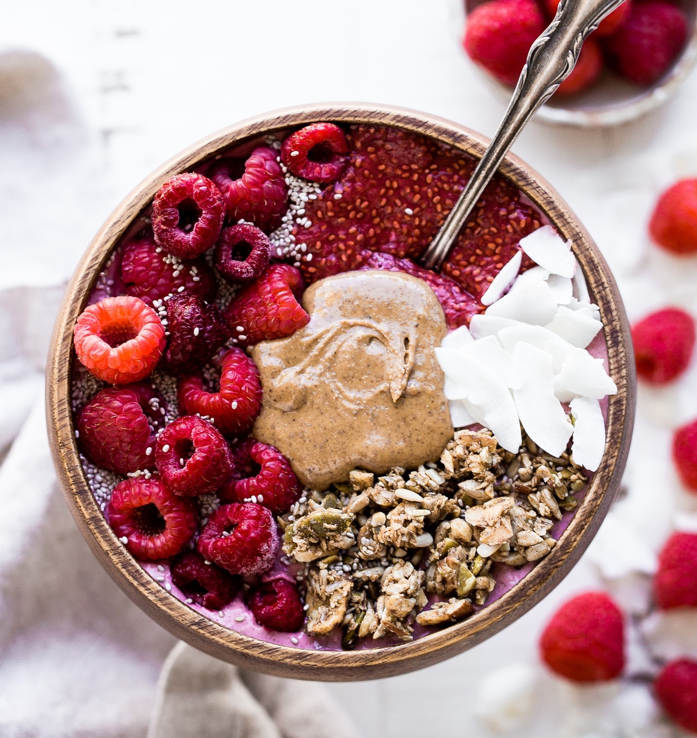 Raspberry Almond Butter Smoothie Bowl