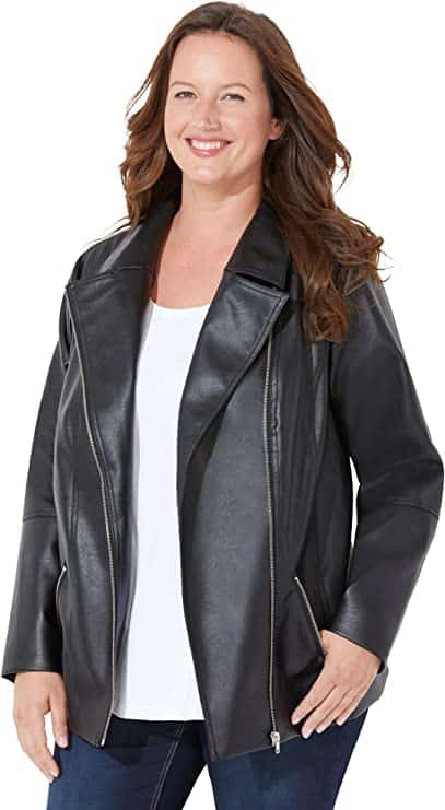 Catherines Women's Plus-Size Leather Moto Jacket