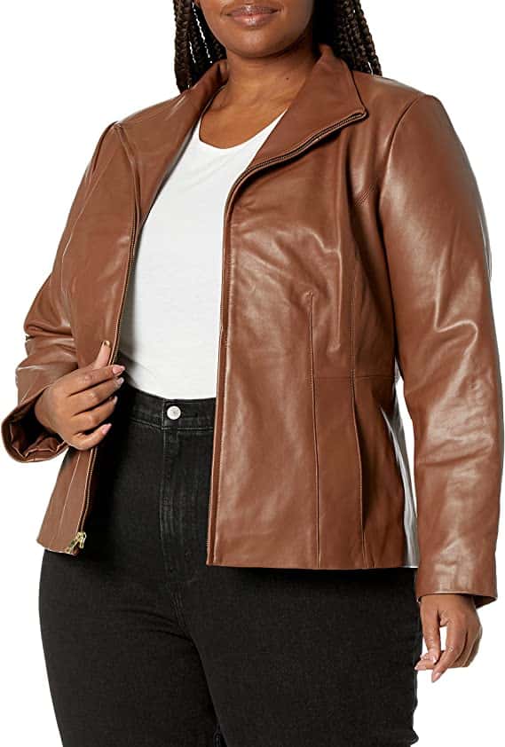 Cole Hann Women's Plus-Size Leather Jacket