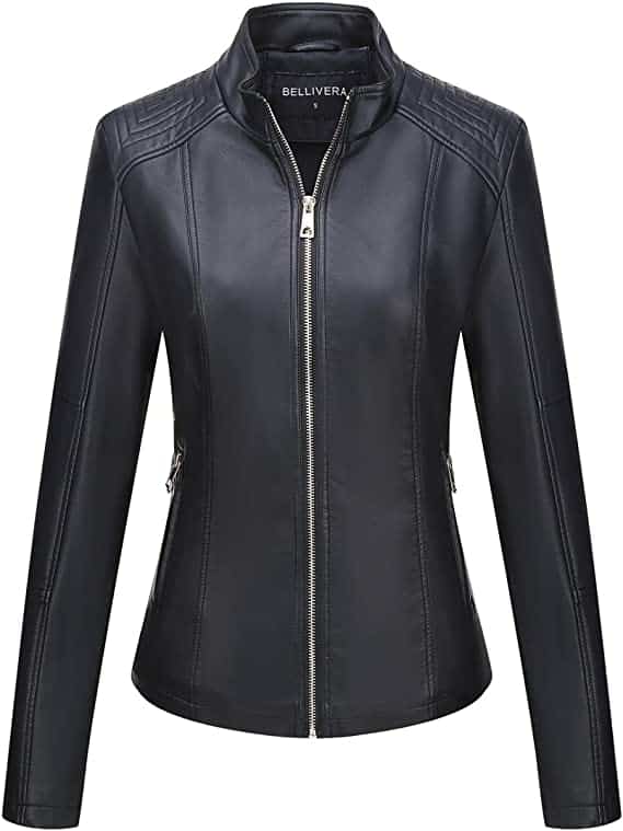 Giolshon Slim Bomber Women's Leather Jacket