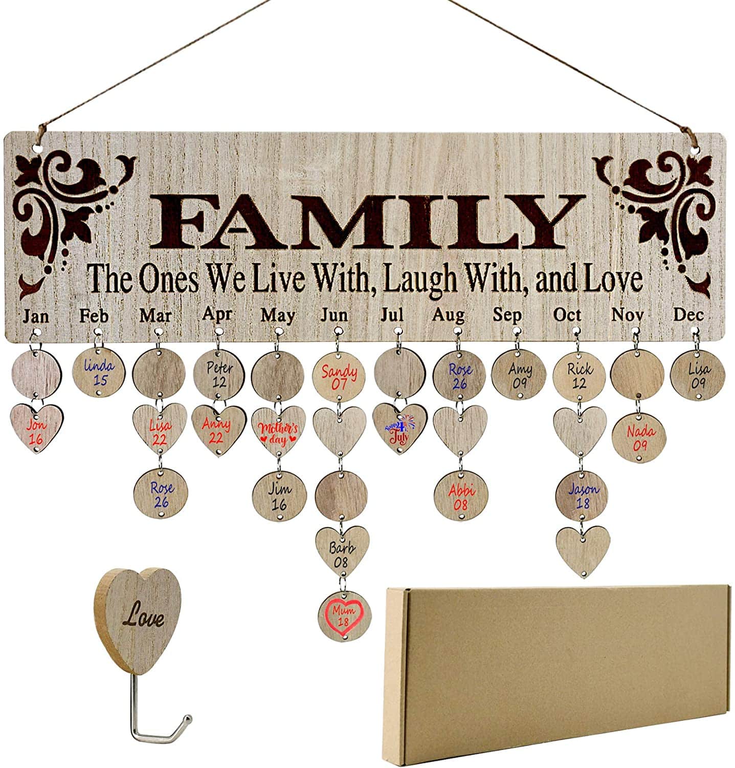 Family Birthday Calendar Wall Hanging