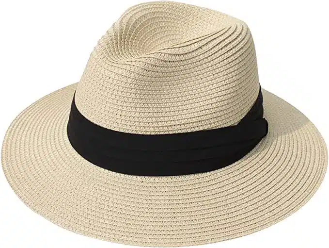 Lanzom Wide Brim Straw Roll Up Sun Hat