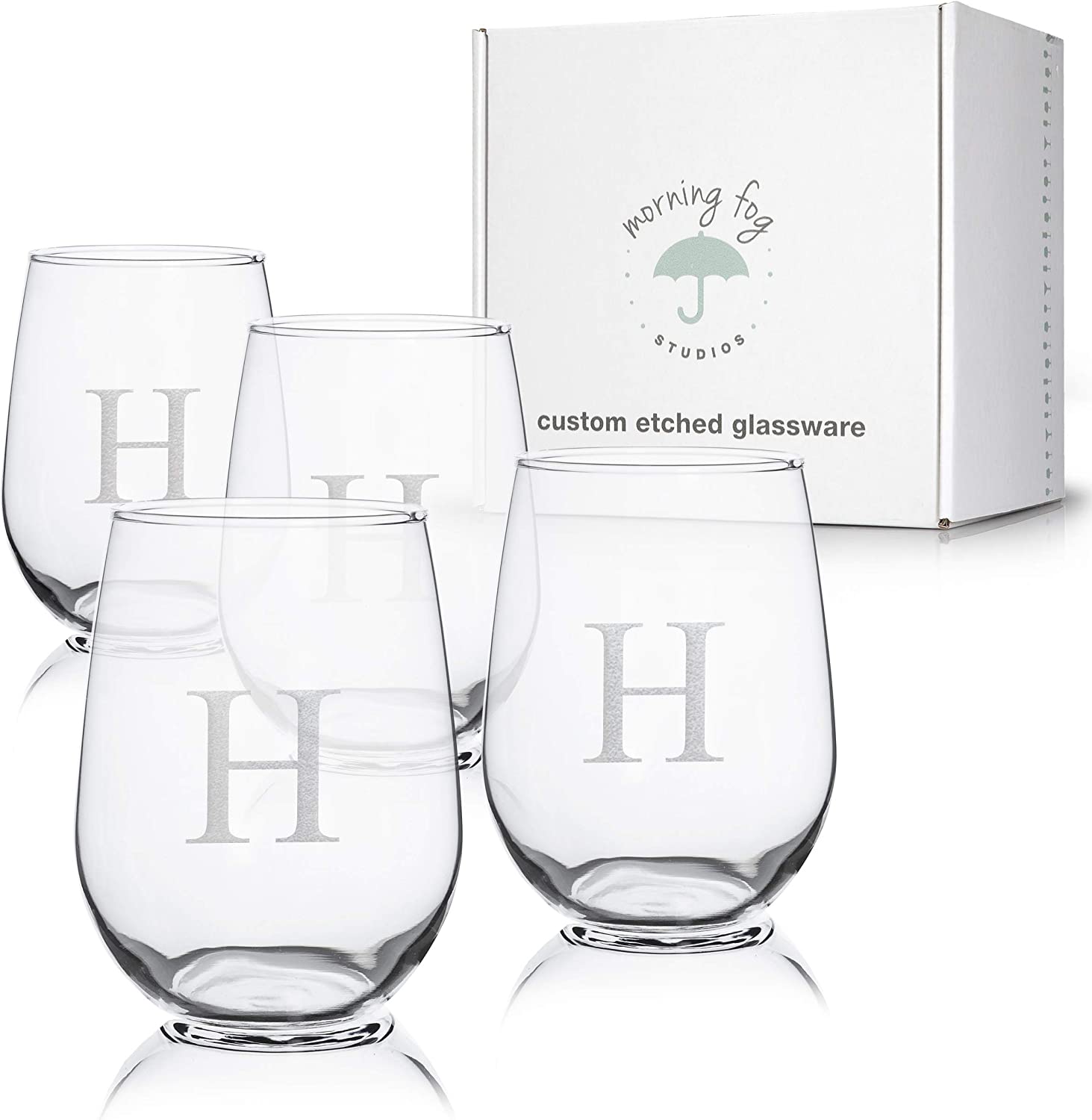 Monogrammed Stemless Wine Glasses