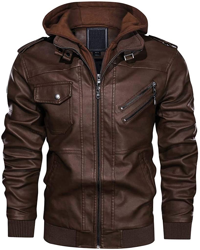 CRYSULLY Brown Leather Jacket