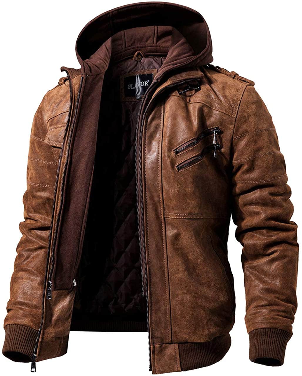 FLAVOR Brown Leather Jacket