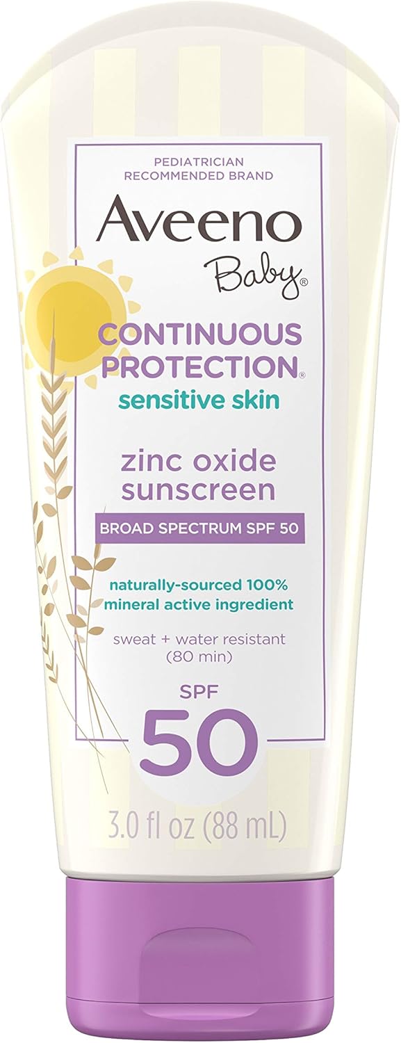 Aveeno Baby Continuous Protection Sensitive Skin Zinc Oxide Sunscreen SPF 50