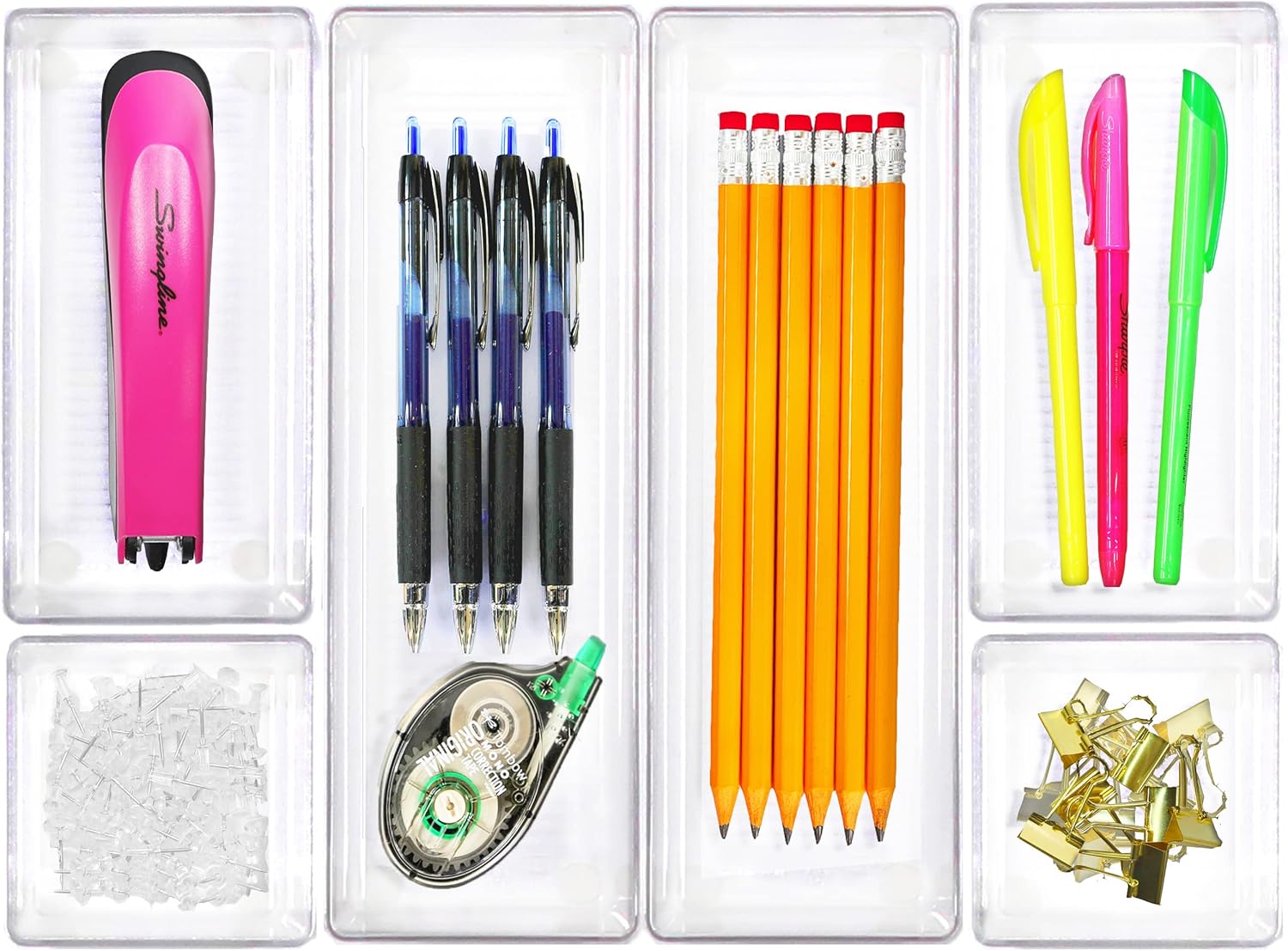 Simple Houseware Clear Plastic Desk Drawer Organizers