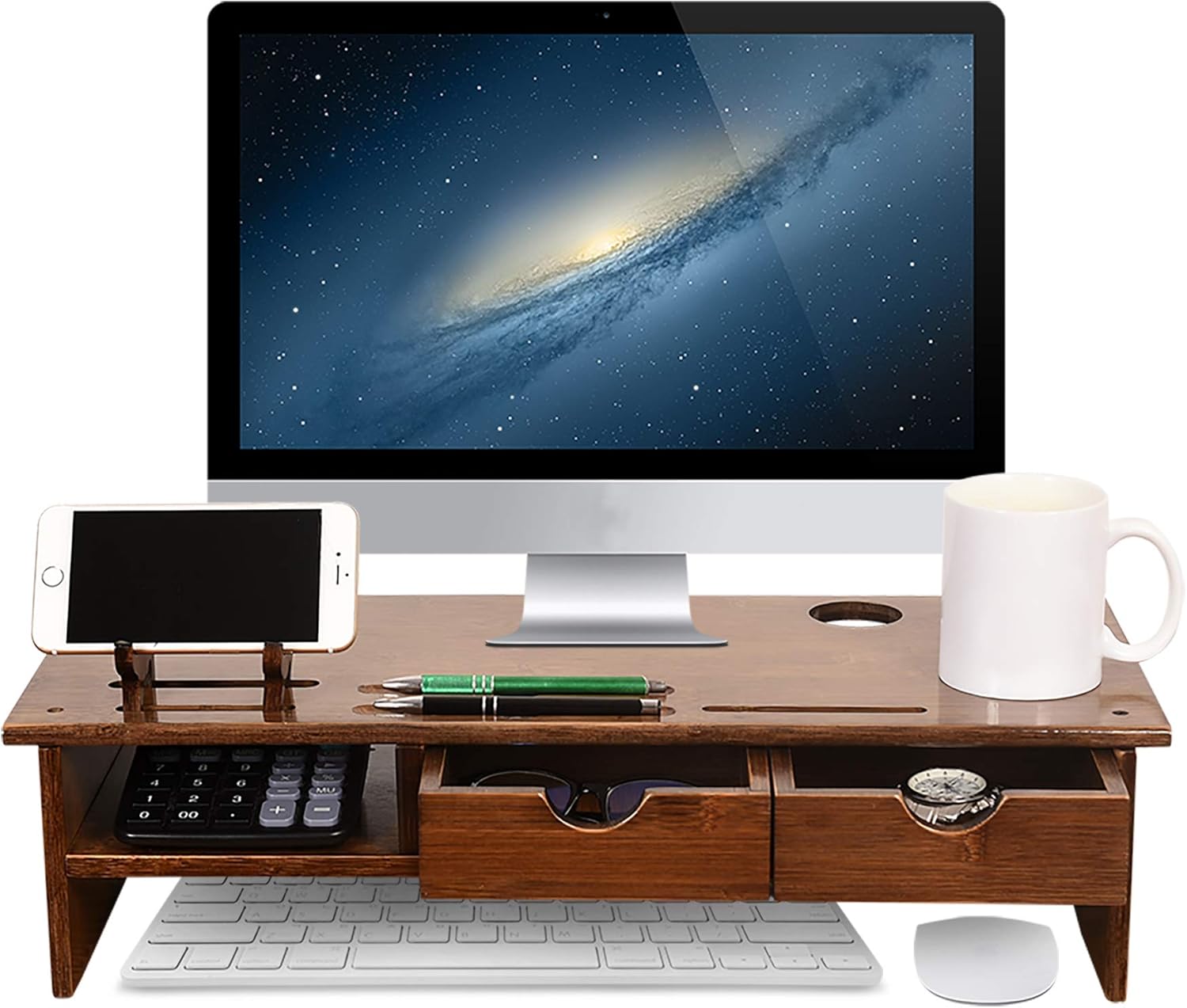 WAYTRIM Bamboo Wood Monitor Stand