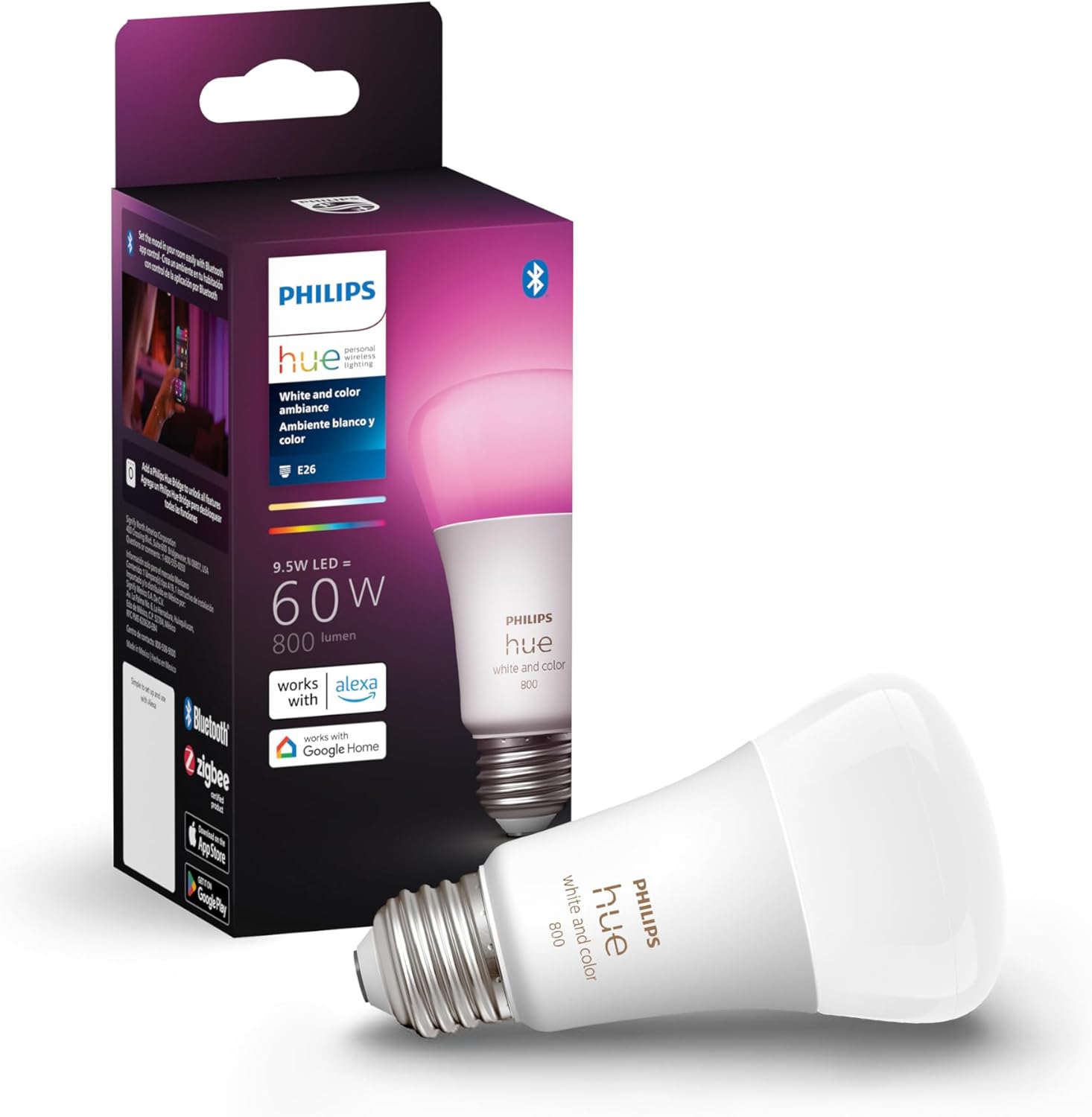 Philips Hue White & Color Ambiance A19 Smart Bulb