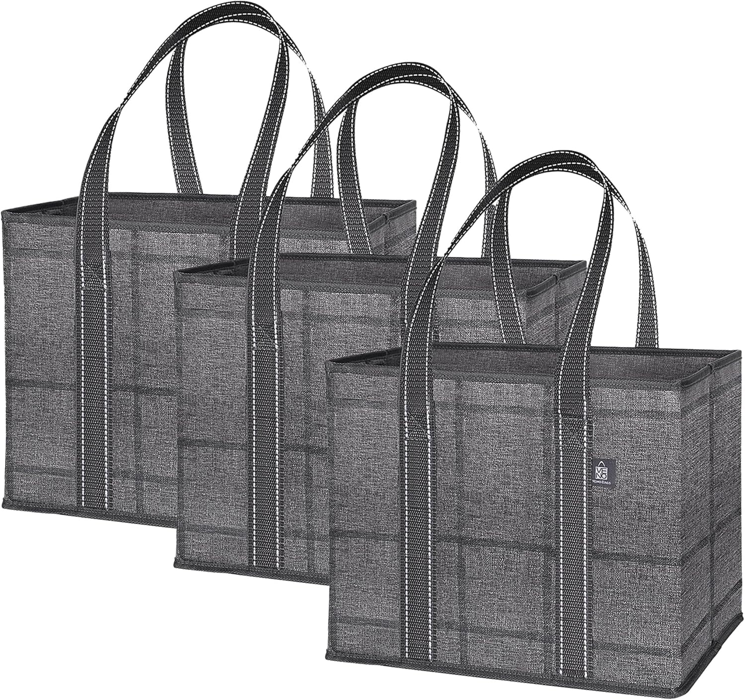 VENO Reusable Grocery Bags with Reinforced Bottom