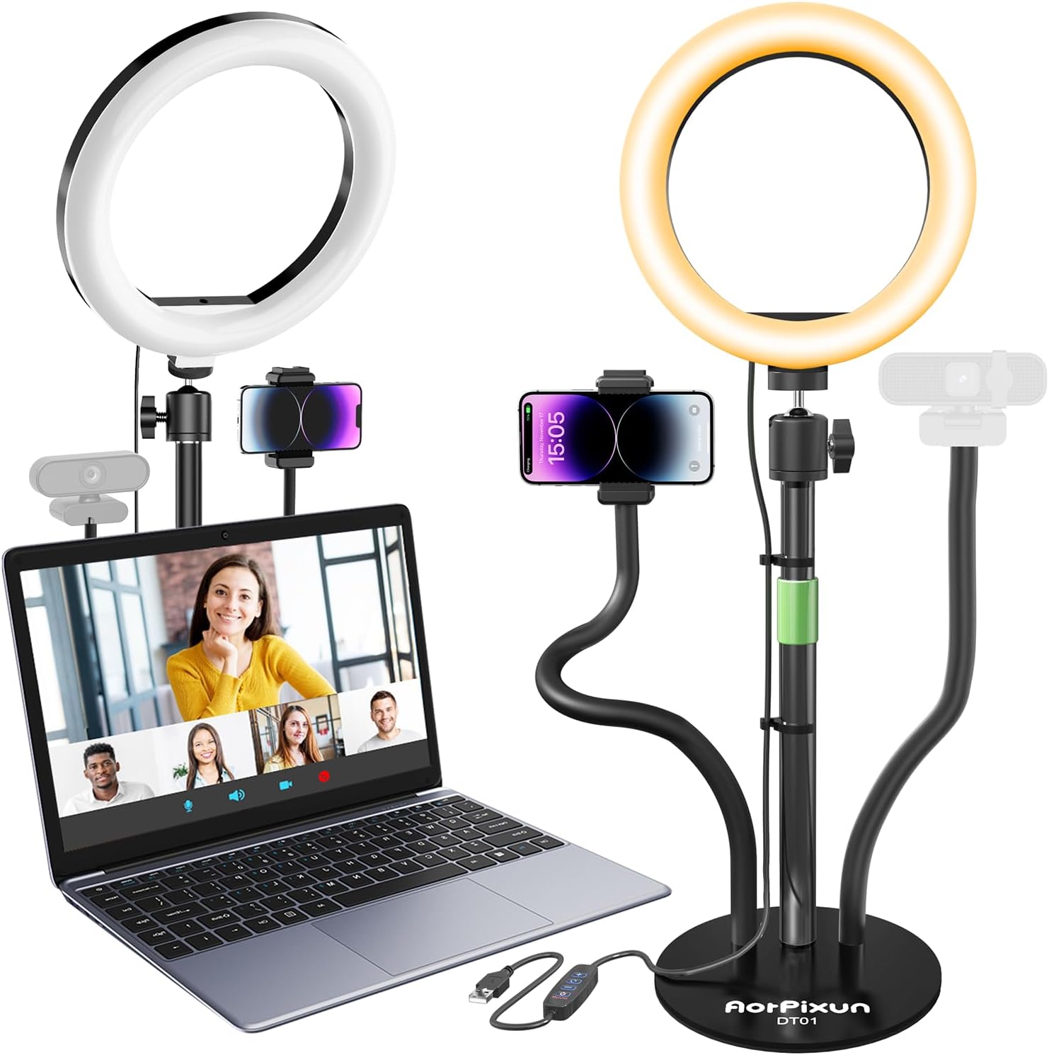 AorPixun Small Ring Light for Desk Video Conference