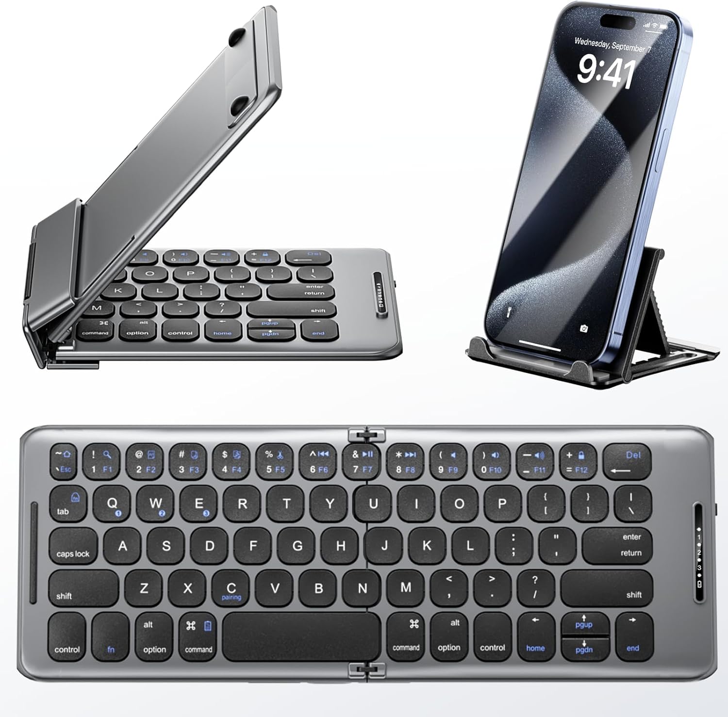 PuechAxe Foldable Bluetooth Keyboard with Stand Holder