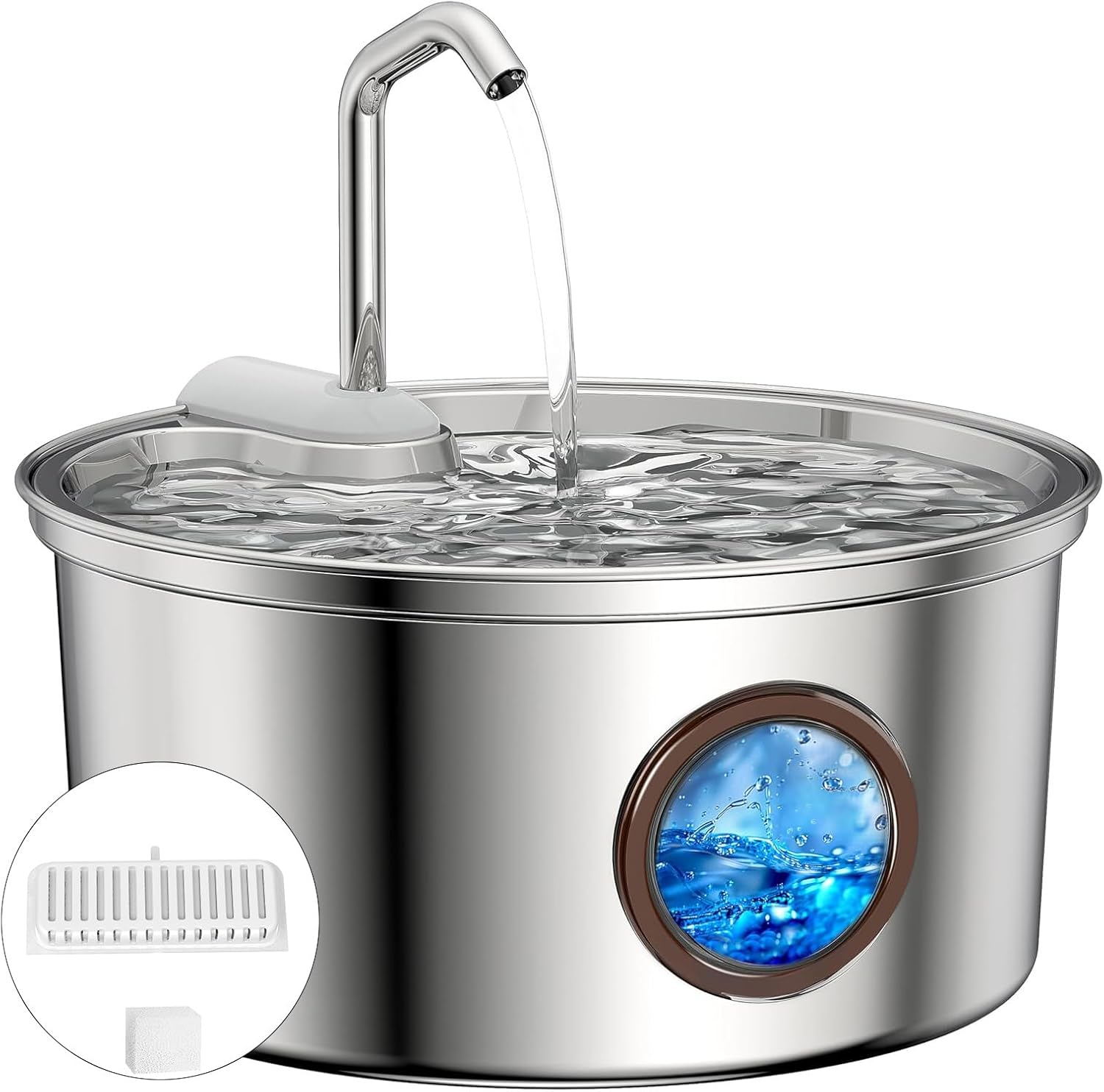 Tomxcute Cat Water Fountain with Stainless Steel Top