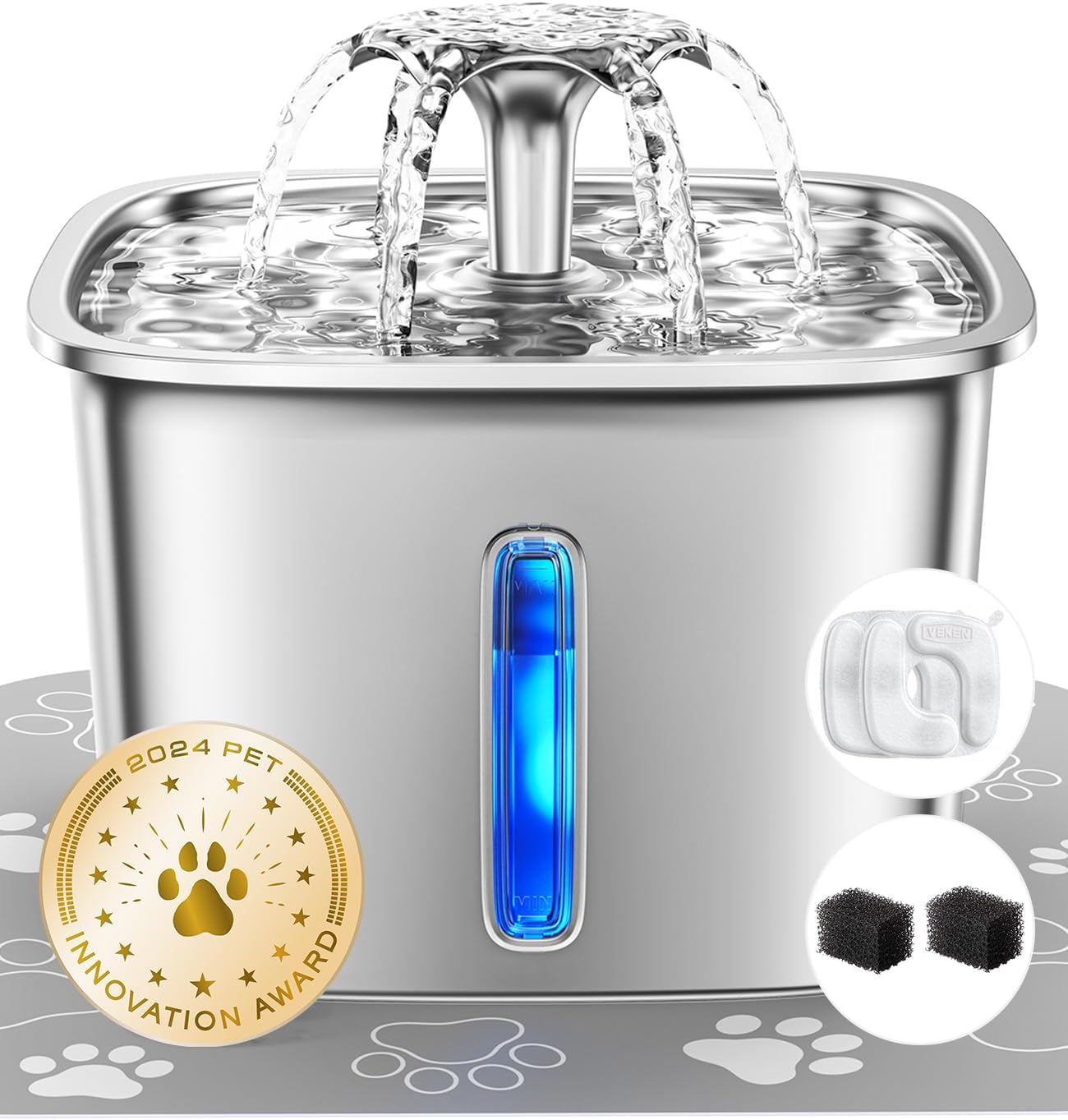 Veken Stainless Steel Pet Fountain