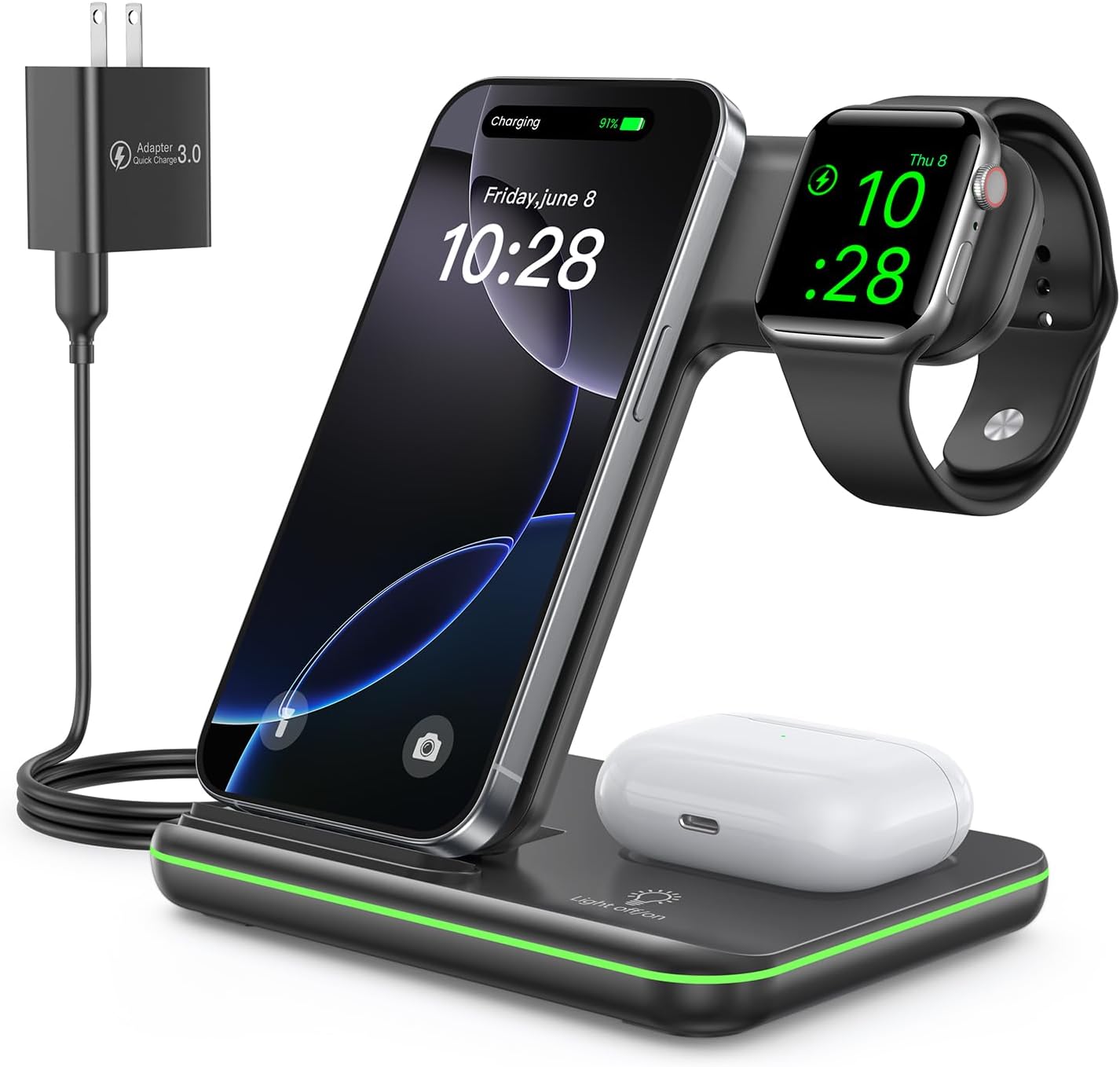 WAITIEE Wireless Charging Station 3-in-1